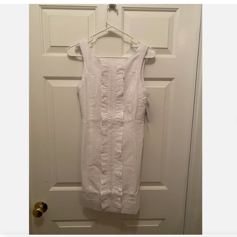 NWT Lauren James Landry Women's Bailey White Seersucker Ruffled Front Dress XS